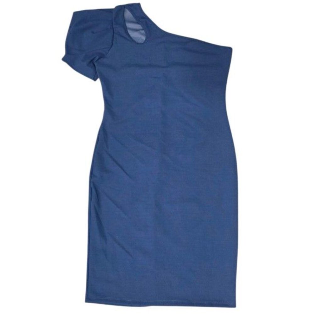 Yemaya Fashion Blue One Shoulder Keyhole Sheath Party Dress XL